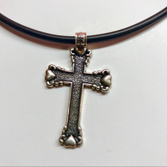 Sterling Silver Stylized Cross Of Hearts Pendant - Picture 7 of 8